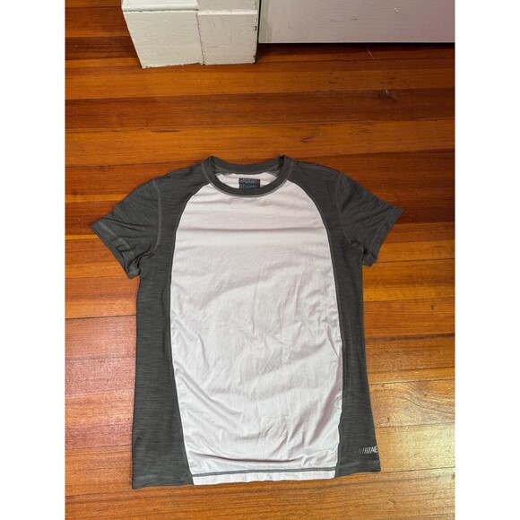 American Eagle 360 Extreme Flex Short Sleeve Shirt AEActive White Gray Men Small - Picture 2 of 7